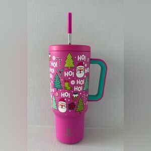 Meoky 40oz Festive Pink Holiday Tumbler with Straw